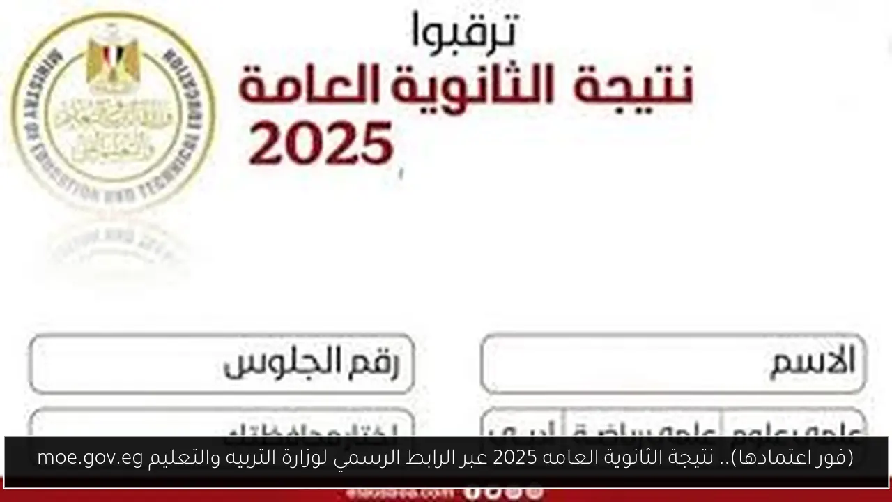 (فور اعتمادها).. نتيجة الثانوية العامه 2025 عبر الرابط الرسمي لوزارة التربيه والتعليم moe.gov.eg