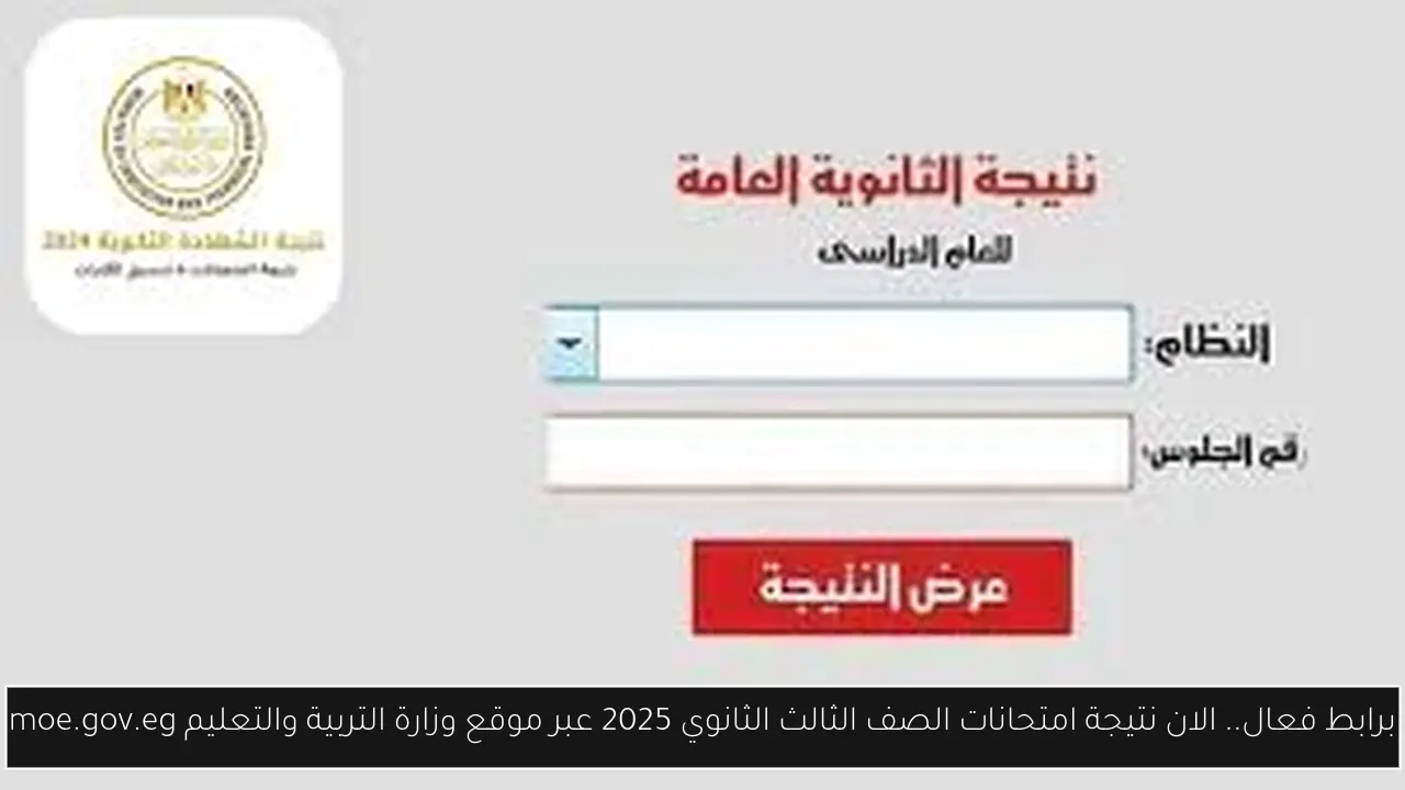 برابط فعال.. الان نتيجة امتحانات الصف الثالث الثانوي 2025 عبر موقع وزارة التربية والتعليم moe.gov.eg