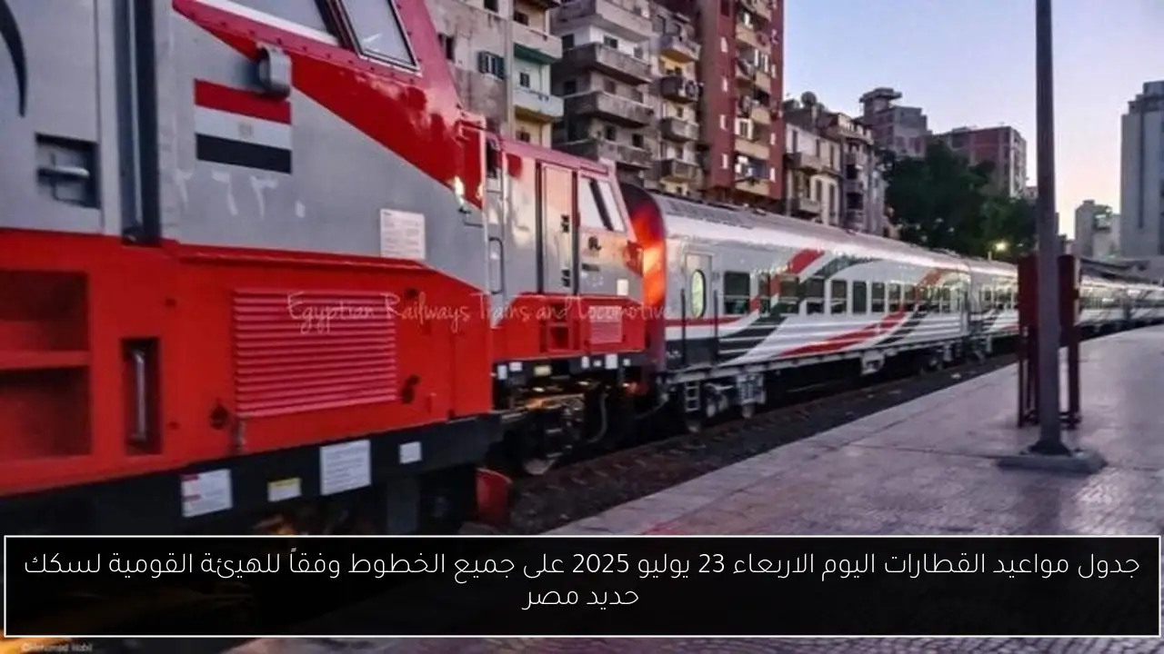 جدول مواعيد القطارات اليوم الاربعاء 23 يوليو 2025 على جميع الخطوط وفقاً للهيئة القومية لسكك حديد مصر