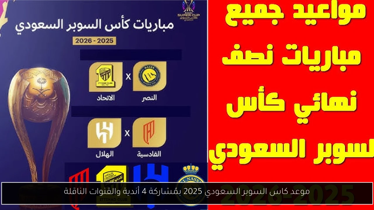 موعد كاس السوبر السعودي 2025 بمُشاركة 4 أندية والقنوات الناقلة
