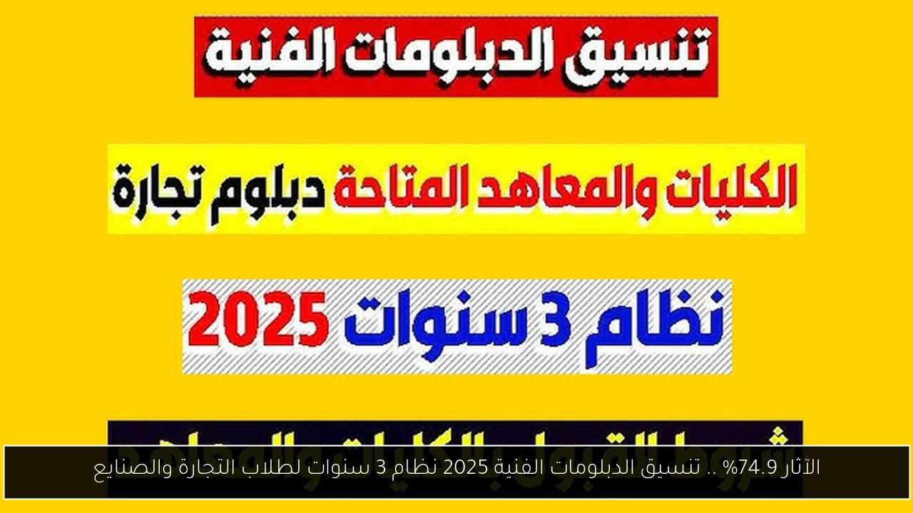 الآثار 74.9% .. تنسيق الدبلومات الفنية 2025 نظام 3 سنوات لطلاب التجارة والصنايع