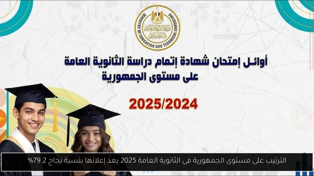 الترتيب على مستوى الجمهورية فى الثانوية العامة 2025 بعد إعلانها بنسبة نجاح 79.2%