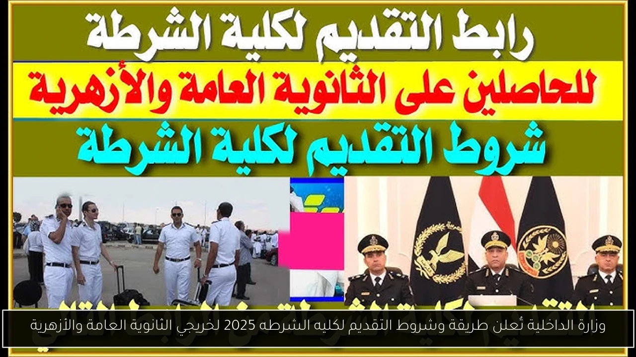 وزارة الداخلية تُعلن طريقة وشروط التقديم لكليه الشرطه 2025 لخريجي الثانوية العامة والأزهرية