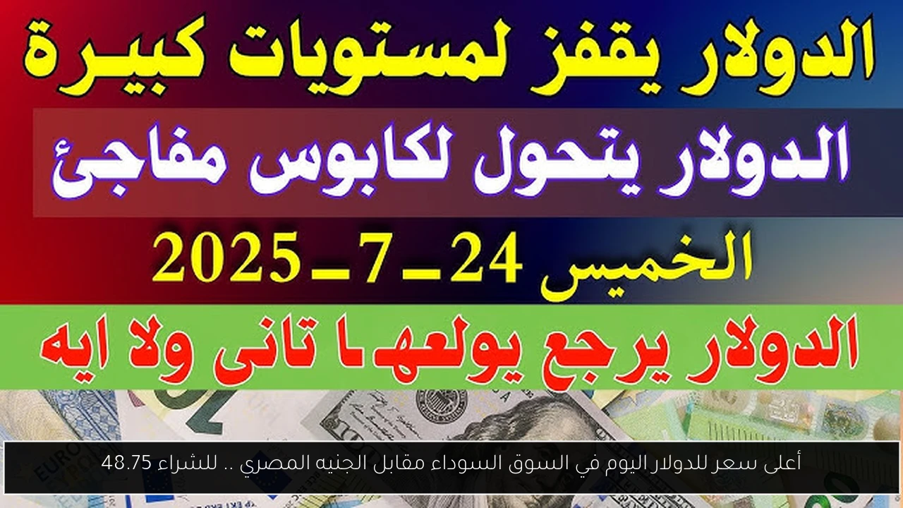 أعلى سعر للدولار اليوم في السوق السوداء مقابل الجنيه المصري .. للشراء 48.75