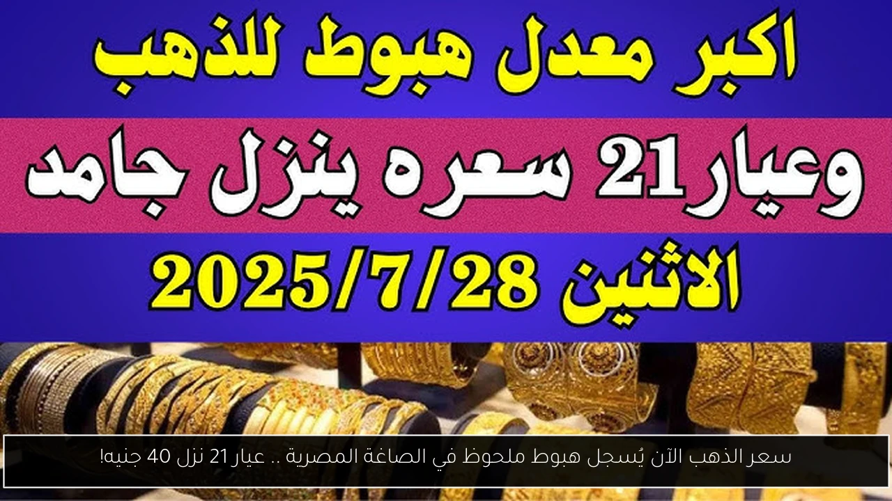 سعر الذهب الآن يُسجل هبوط ملحوظ في الصاغة المصرية .. عيار 21 نزل 40 جنيه!