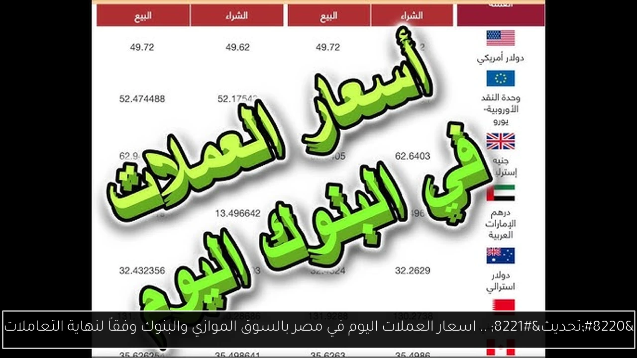 “تحديث” .. اسعار العملات اليوم في مصر بالسوق الموازي والبنوك وفقاً لنهاية التعاملات