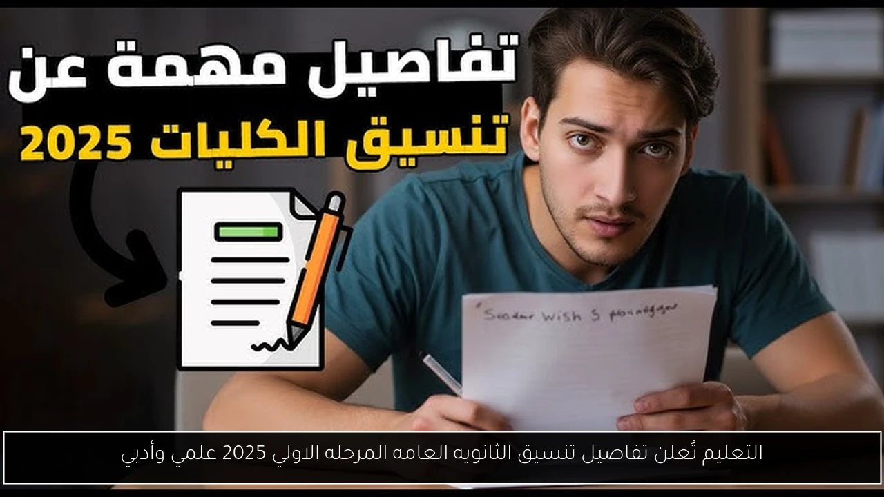 التعليم تُعلن تفاصيل تنسيق الثانويه العامه المرحله الاولي 2025 علمي وأدبي