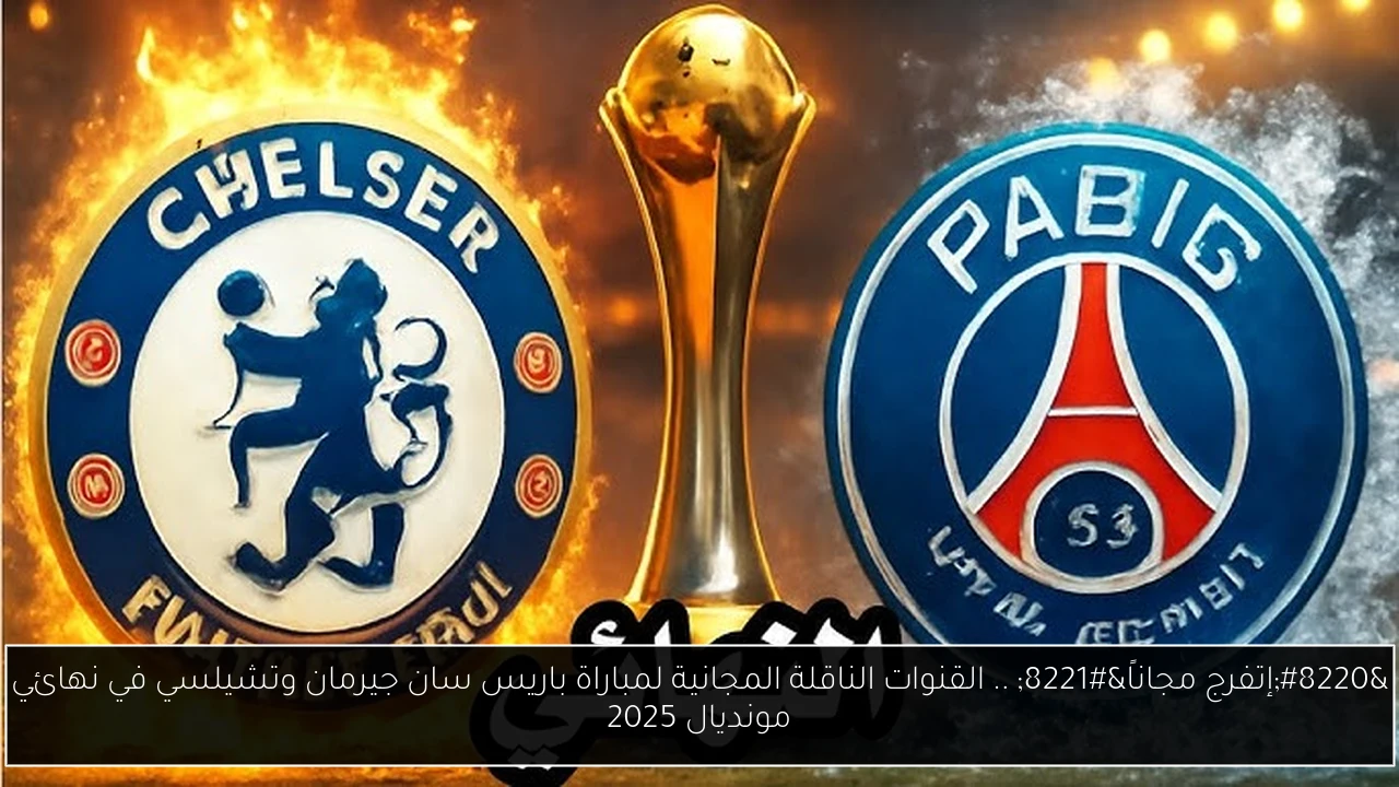 “إتفرج مجاناً” .. القنوات الناقلة المجانية لمباراة باريس سان جيرمان وتشيلسي في نهائي مونديال 2025