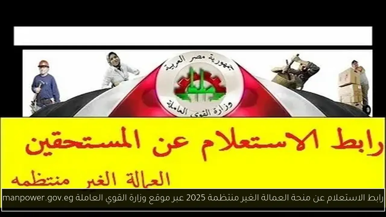 رابط الاستعلام عن منحة العمالة الغير منتظمة 2025 عبر موقع وزارة القوي العاملة manpower.gov.eg