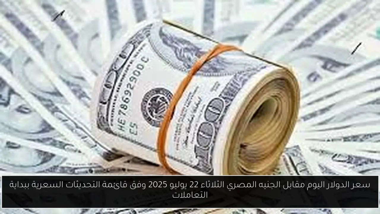 سعر الدولار اليوم مقابل الجنيه المصري الثلاثاء 22 يوليو 2025 وفق قائمة التحديثات السعرية ببداية التعاملات