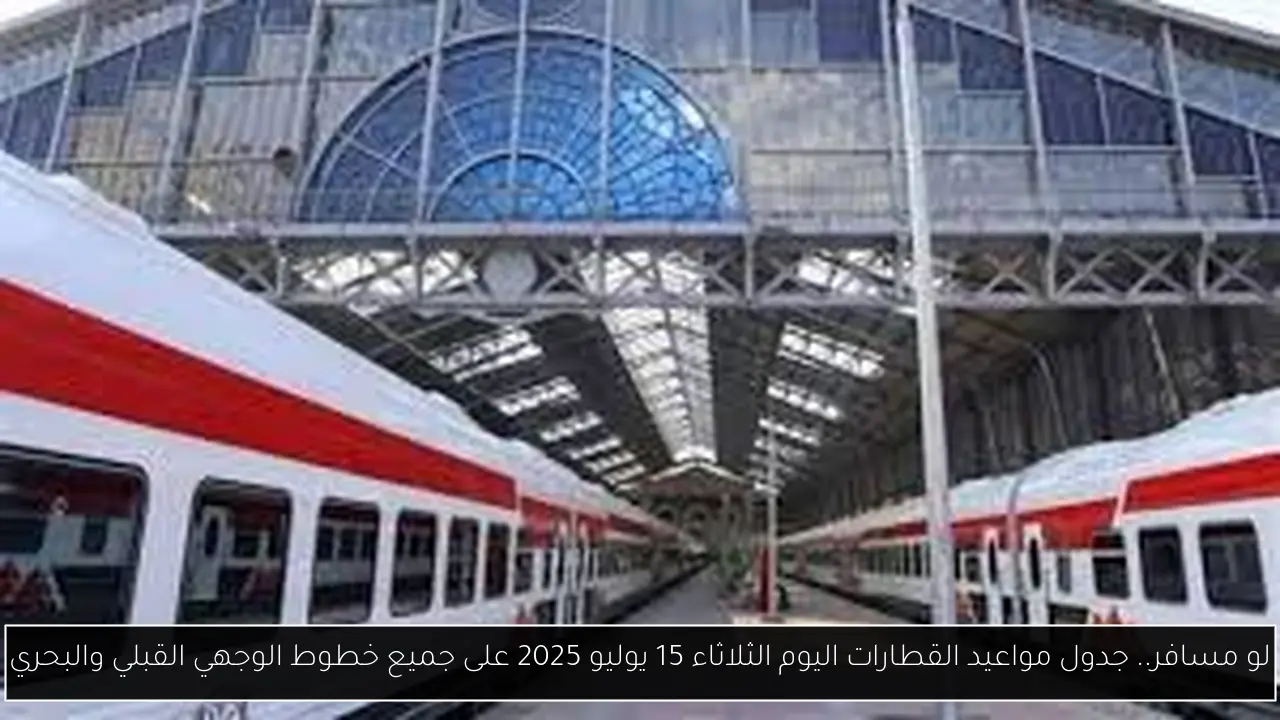 لو مسافر.. جدول مواعيد القطارات اليوم الثلاثاء 15 يوليو 2025 على جميع خطوط الوجهي القبلي والبحري