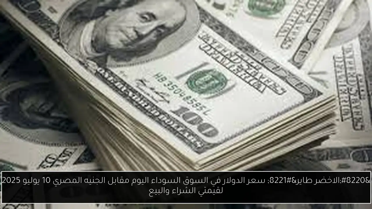 “الاخضر طاير” سعر الدولار في السوق السوداء اليوم مقابل الجنيه المصري 10 يوليو 2025 لقيمتي الشراء والبيع