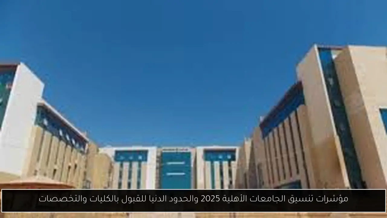 مؤشرات تنسيق الجامعات الأهلية 2025 والحدود الدنيا للقبول بالكليات والتخصصات