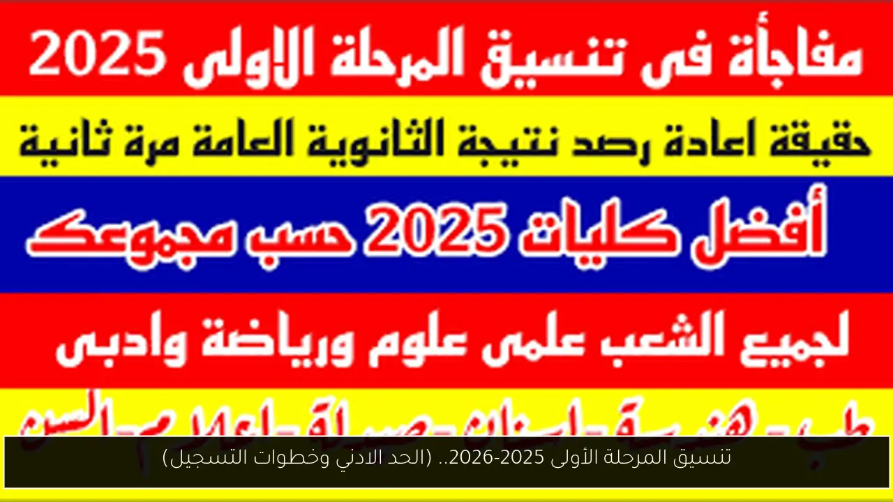 تنسيق المرحلة الأولى 2025-2026.. (الحد الادني وخطوات التسجيل)