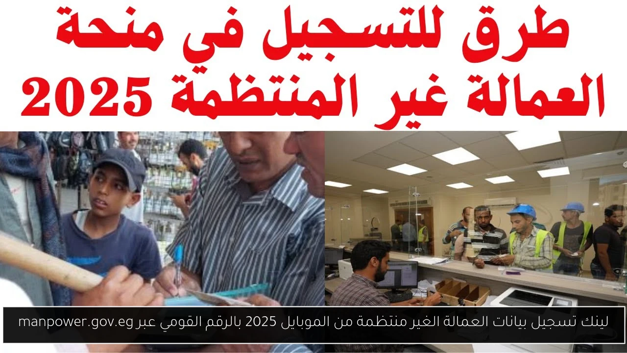 لينك تسجيل بيانات العمالة الغير منتظمة من الموبايل 2025 بالرقم القومي عبر manpower.gov.eg