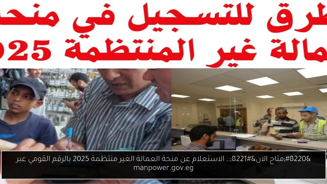 “متاح الان”.. الاستعلام عن منحة العمالة الغير منتظمة 2025 بالرقم القومي عبر manpower.gov.eg