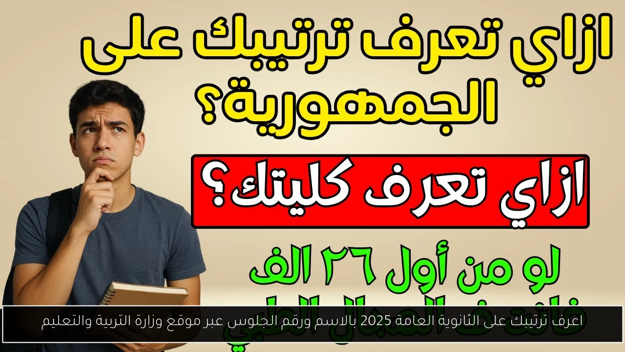 اعرف ترتيبك على الثانوية العامة 2025 بالاسم ورقم الجلوس عبر موقع وزارة التربية والتعليم