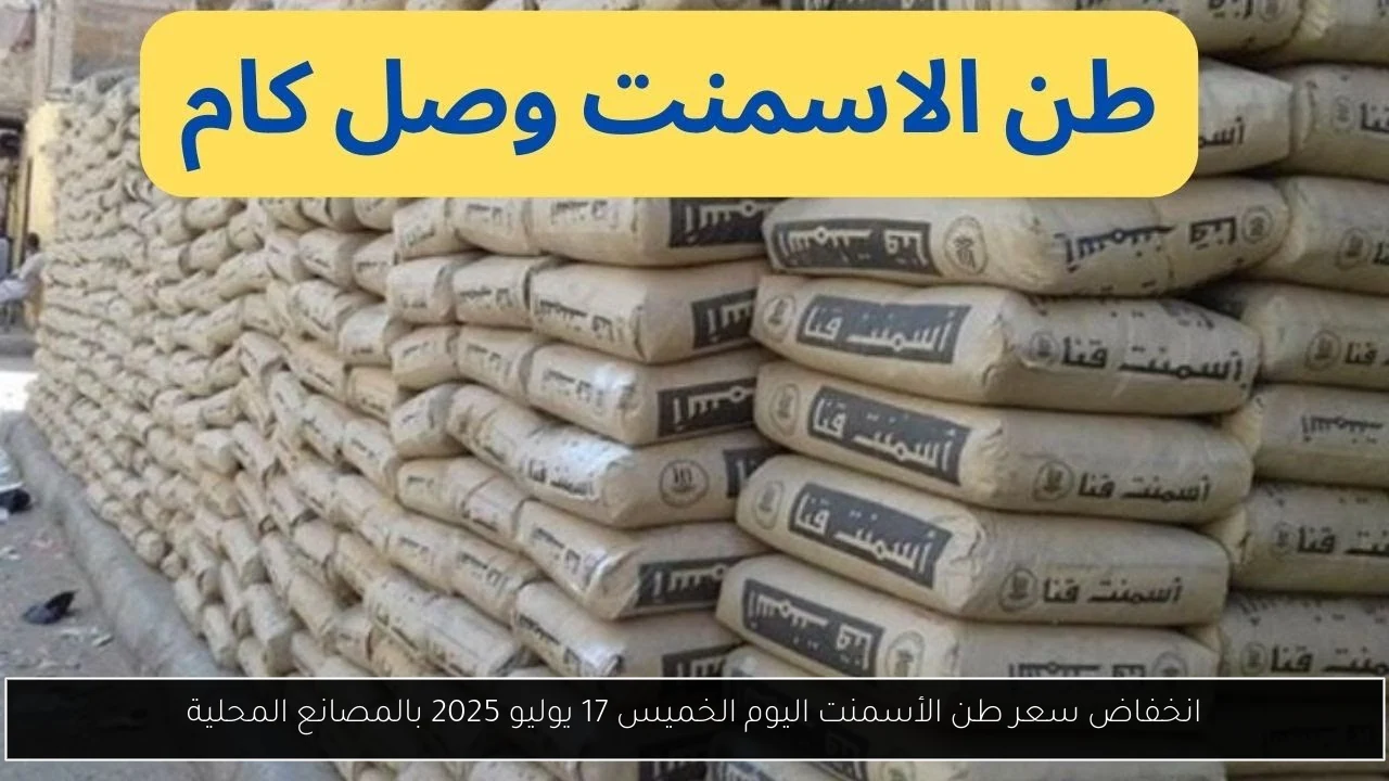 انخفاض سعر طن الأسمنت اليوم الخميس 17 يوليو 2025 بالمصانع المحلية