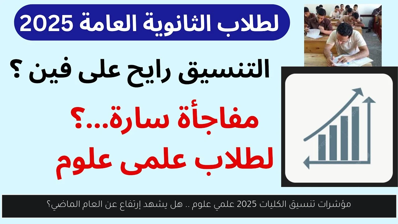 مؤشرات تنسيق الكليات 2025 علمي علوم .. هل يشهد إرتفاع عن العام الماضي؟