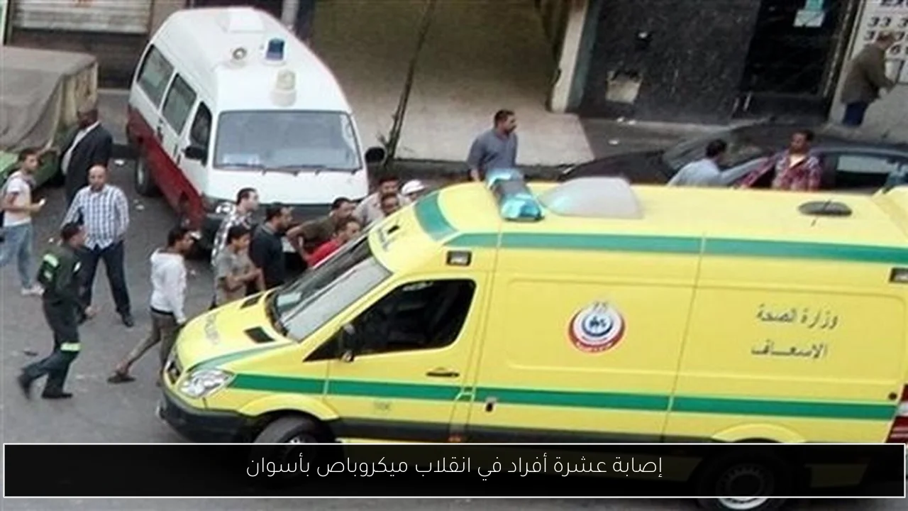 إصابة عشرة أفراد في انقلاب ميكروباص بأسوان