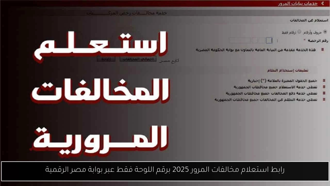 رابط استعلام مخالفات المرور 2025 برقم اللوحة فقط عبر بوابة مصر الرقمية