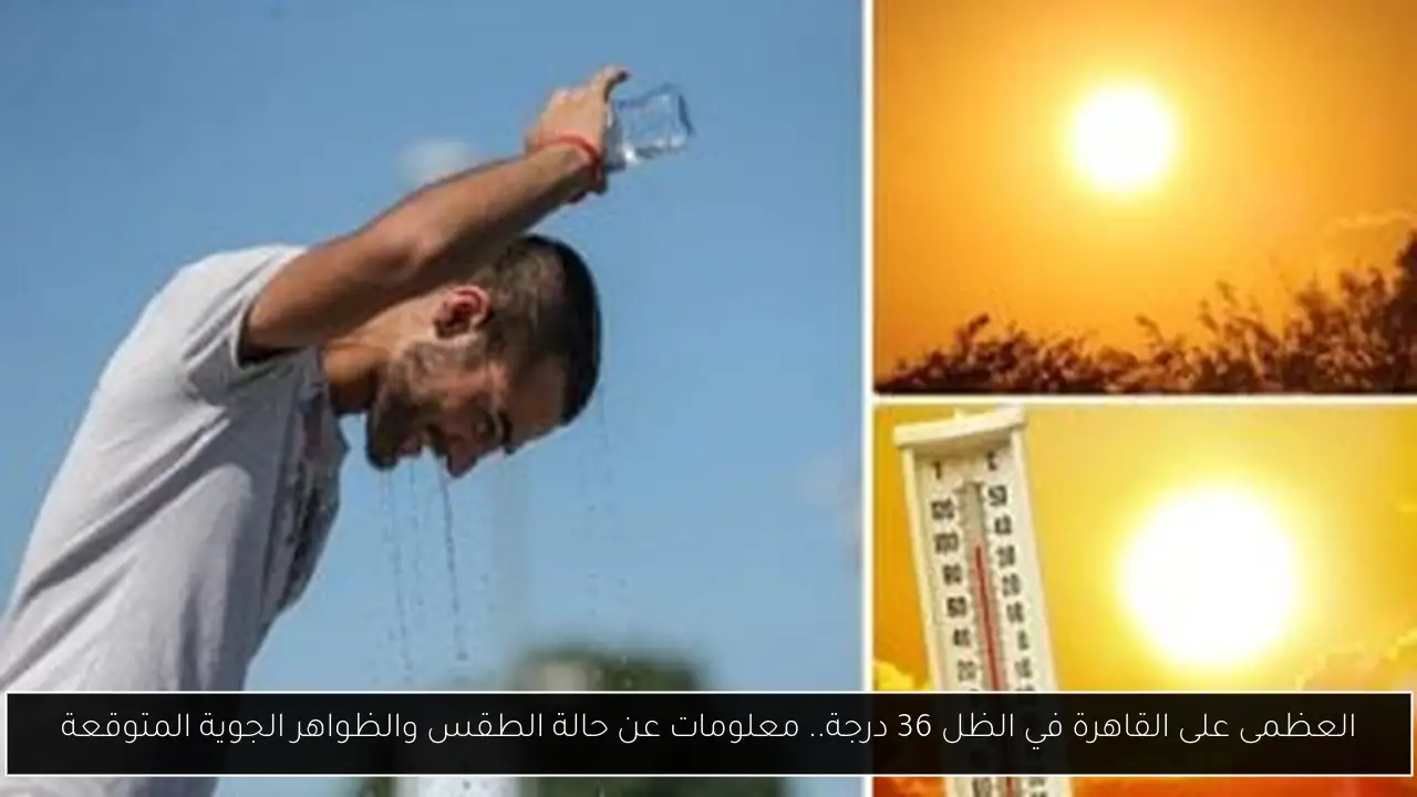 العظمى على القاهرة في الظل 36 درجة.. معلومات عن حالة الطقس والظواهر الجوية المتوقعة