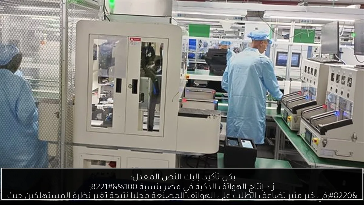 بكل تأكيد، إليك النص المعدل: 
“في خبر مثير تضاعف الطلب على الهواتف المصنعة محليا نتيجة تغير نظرة المستهلكين حيث زاد إنتاج الهواتف الذكية في مصر بنسبة 100%”