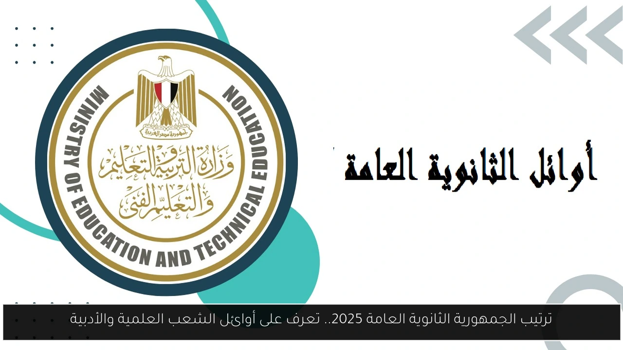 ترتيب الجمهورية الثانوية العامة 2025.. تعرف على أوائل الشعب العلمية والأدبية