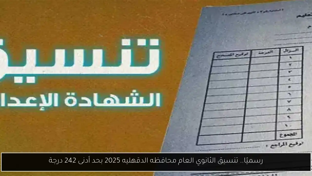 رسميًا.. تنسيق الثانوي العام محافظه الدقهليه 2025 بحد أدنى 242 درجة