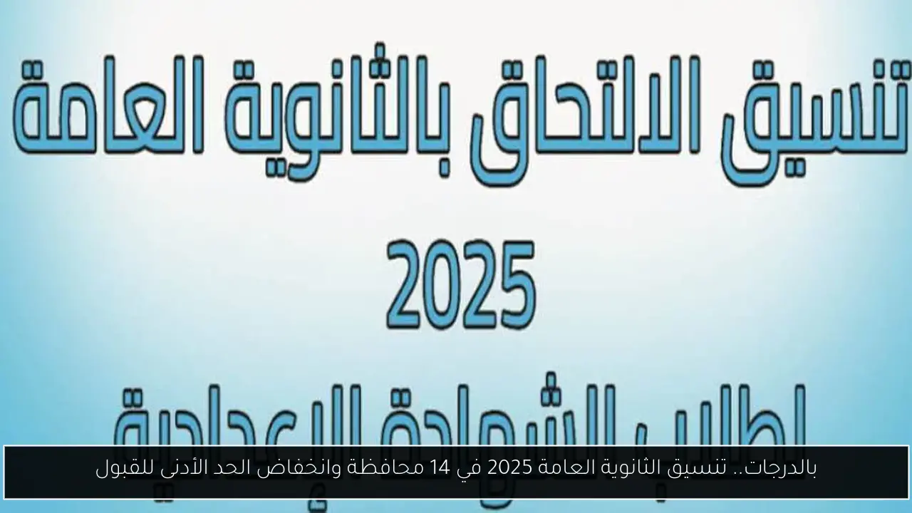 بالدرجات.. تنسيق الثانوية العامة 2025 في 14 محافظة وانخفاض الحد الأدنى للقبول