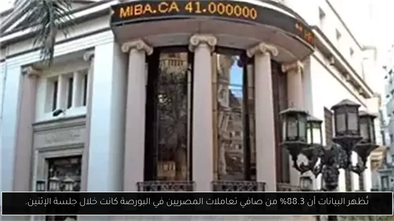 تُظهر البيانات أن 88.3% من صافي تعاملات المصريين في البورصة كانت خلال جلسة الإثنين.