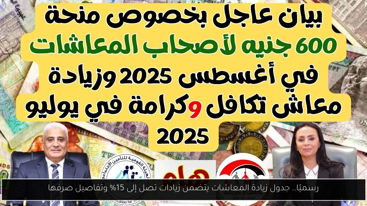 رسميًا.. جدول زيادة المعاشات يتضمن زيادات تصل إلى 15% وتفاصيل صرفها