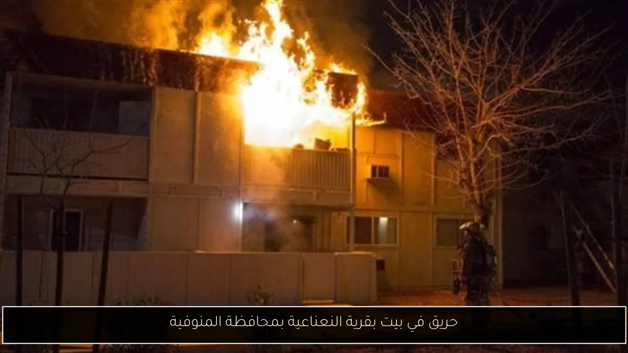 حريق في بيت بقرية النعناعية بمحافظة المنوفية