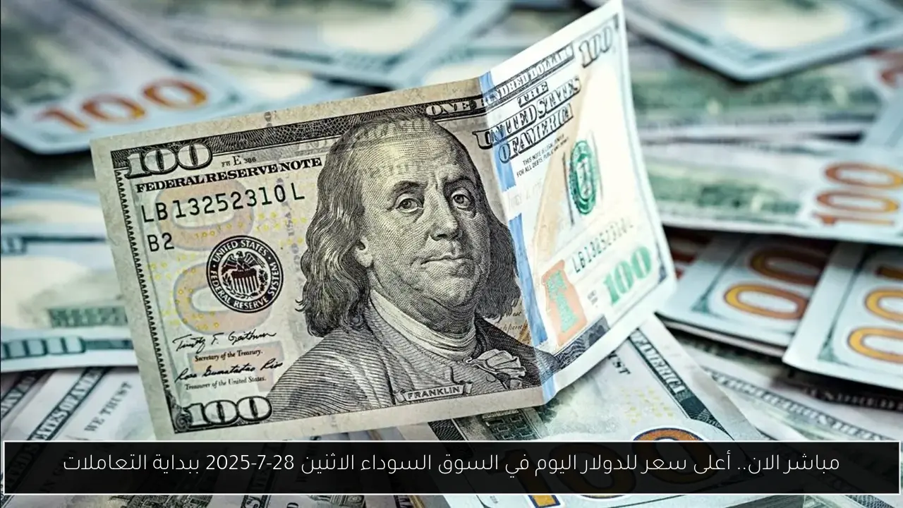 مباشر الان.. أعلى سعر للدولار اليوم في السوق السوداء الاثنين 28-7-2025 ببداية التعاملات