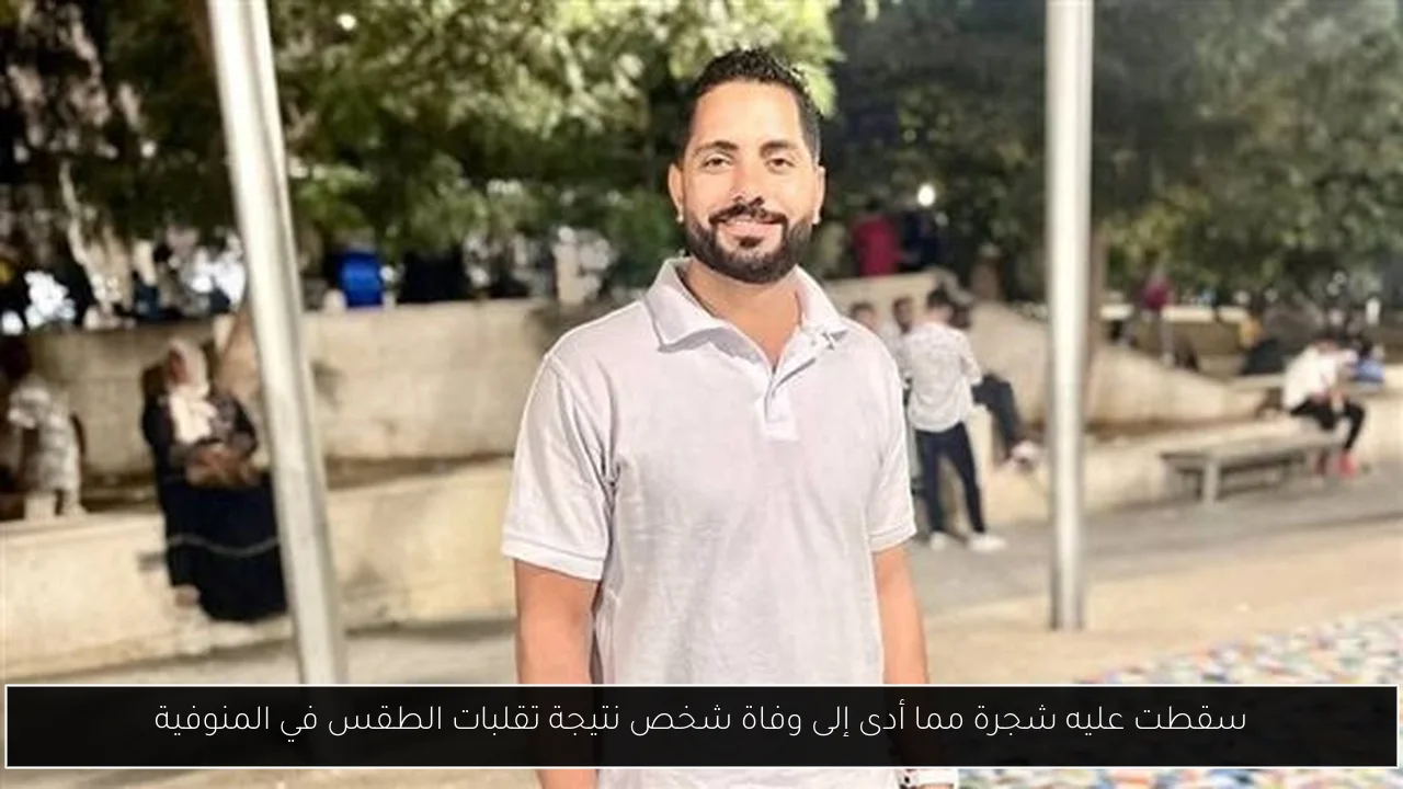 سقطت عليه شجرة مما أدى إلى وفاة شخص نتيجة تقلبات الطقس في المنوفية