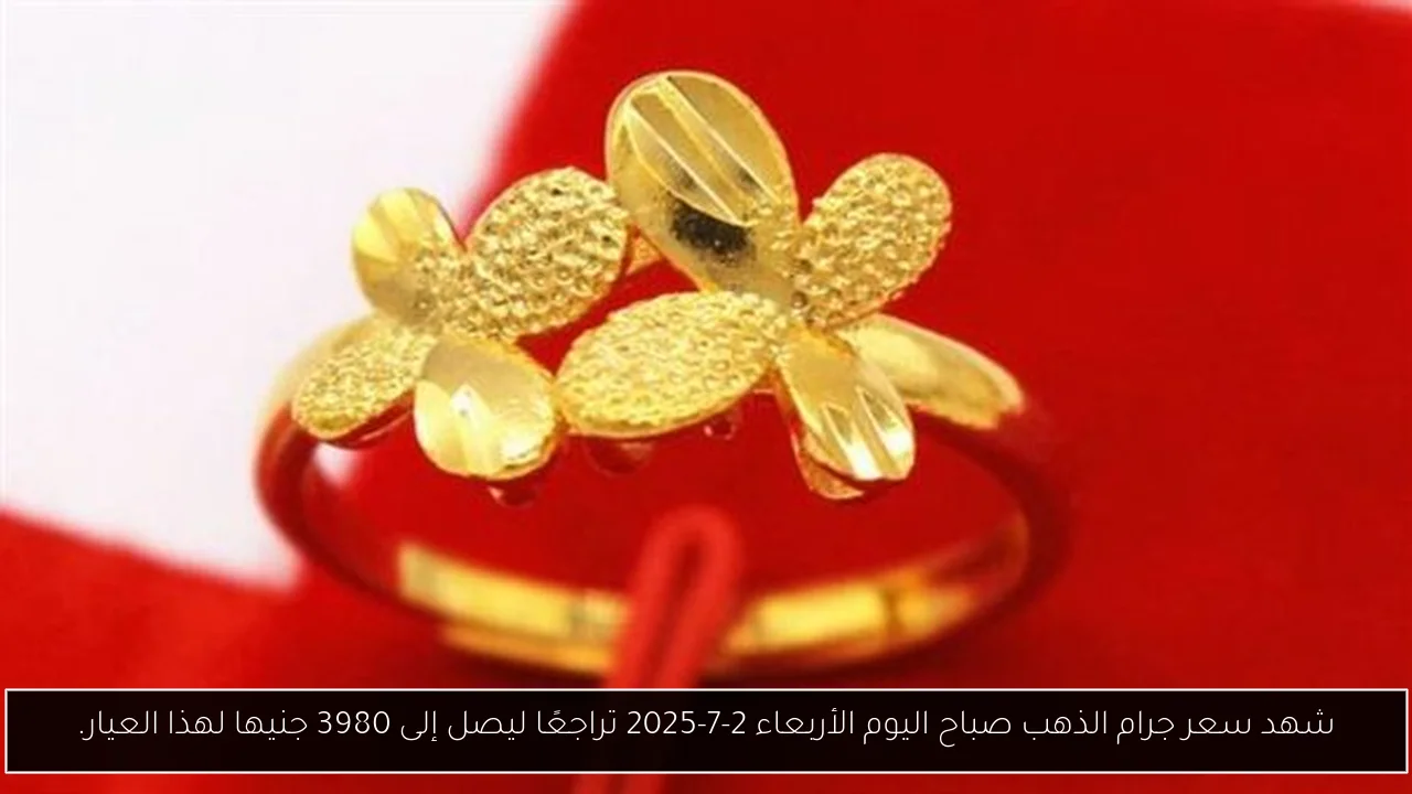 شهد سعر جرام الذهب صباح اليوم الأربعاء 2-7-2025 تراجعًا ليصل إلى 3980 جنيها لهذا العيار.