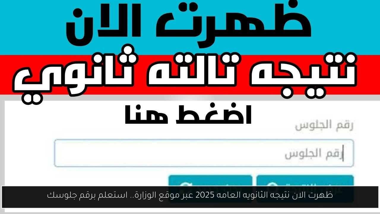 ظهرت الان نتيجه الثانويه العامه 2025 عبر موقع الوزارة.. استعلم برقم جلوسك