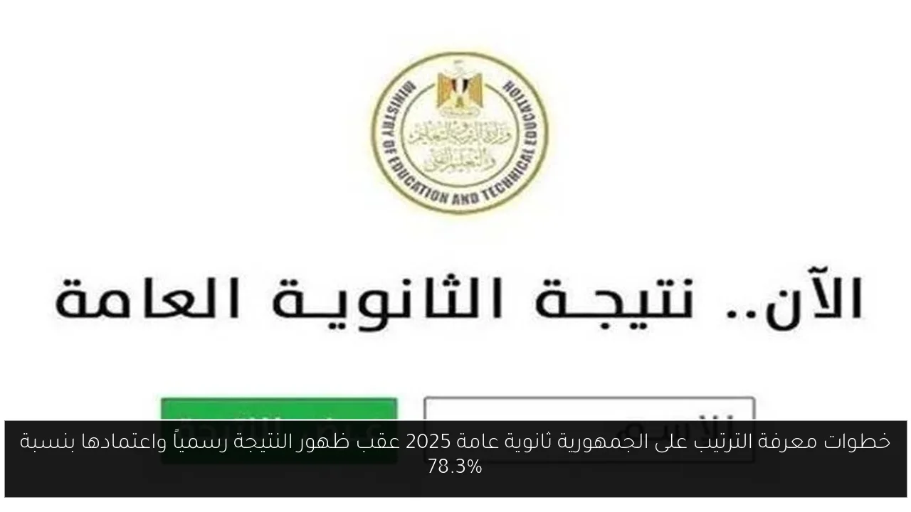 خطوات معرفة الترتيب على الجمهورية ثانوية عامة 2025 عقب ظهور النتيجة رسمياً واعتمادها بنسبة 79.2%