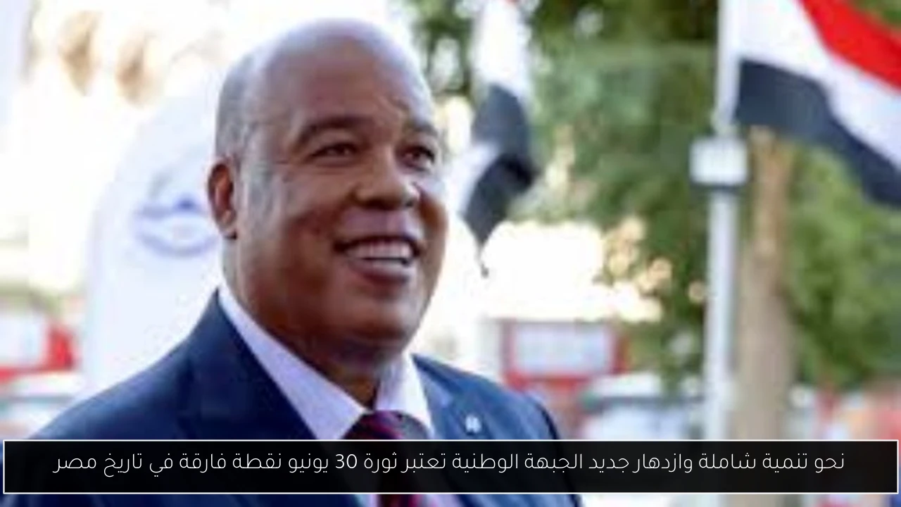 نحو تنمية شاملة وازدهار جديد الجبهة الوطنية تعتبر ثورة 30 يونيو نقطة فارقة في تاريخ مصر
