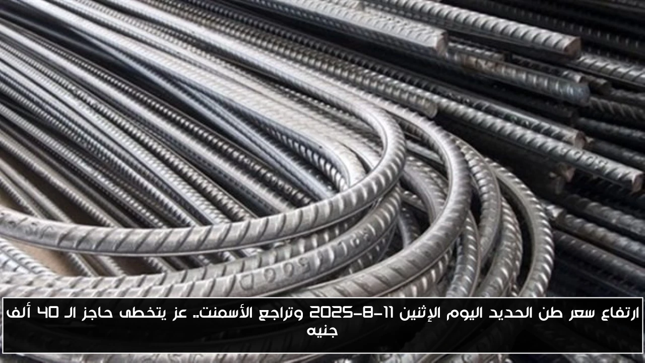 ارتفاع سعر طن الحديد اليوم الإثنين 11-8-2025 وتراجع الأسمنت.. عز يتخطى حاجز الـ 40 ألف جنيه