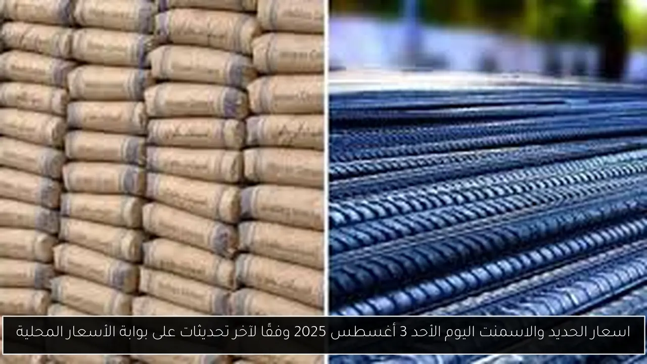 اسعار الحديد والاسمنت اليوم الأحد 3 أغسطس 2025 وفقًا لآخر تحديثات على بوابة الأسعار المحلية