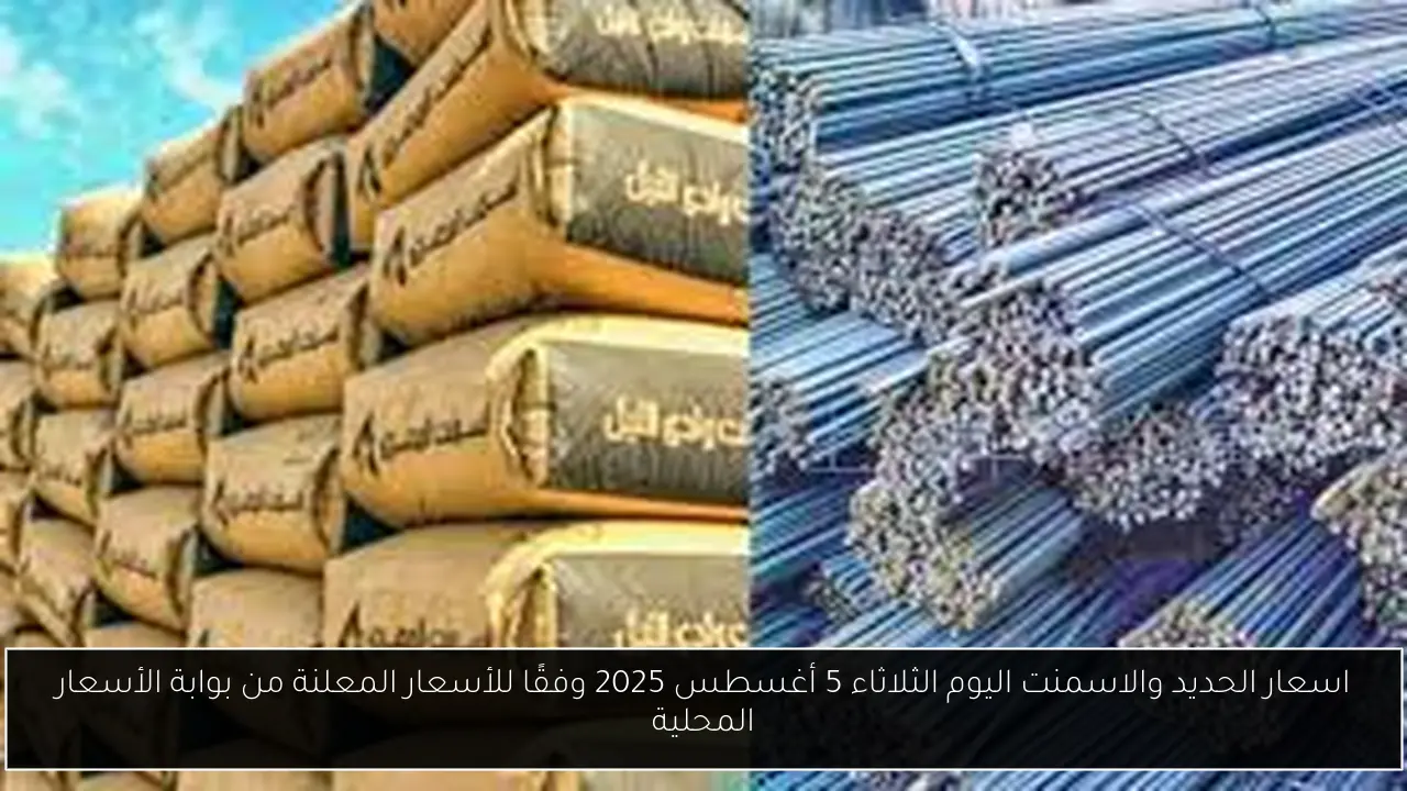 اسعار الحديد والاسمنت اليوم الثلاثاء 5 أغسطس 2025 وفقًا للأسعار المعلنة من بوابة الأسعار المحلية