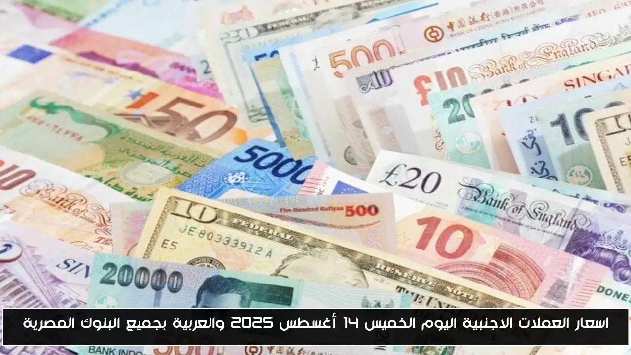 اسعار العملات الاجنبية اليوم الخميس 14 أغسطس 2025 والعربية بجميع البنوك المصرية