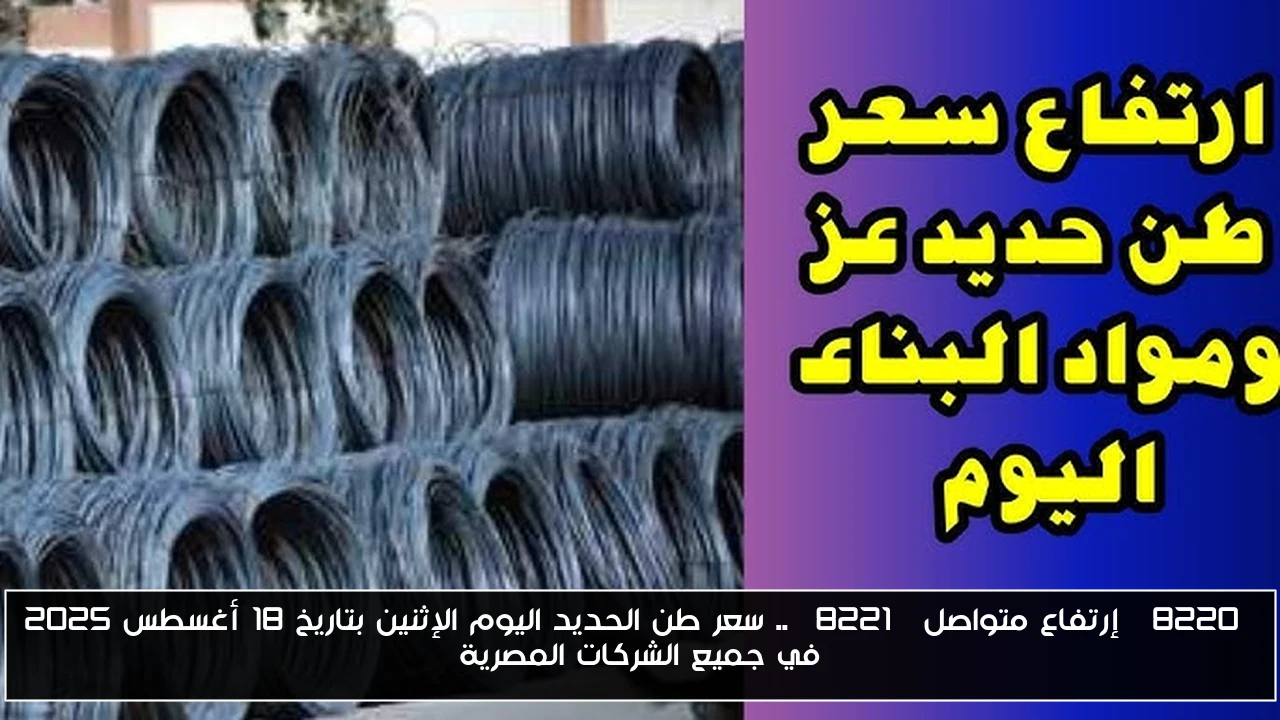 “إرتفاع متواصل” .. سعر طن الحديد اليوم الإثنين بتاريخ 18 أغسطس 2025 في جميع الشركات المصرية