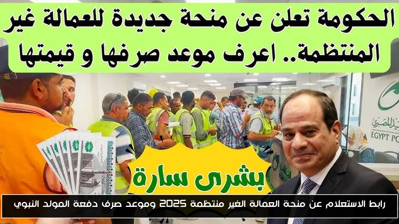 رابط الاستعلام عن منحة العمالة الغير منتظمة 2025 وموعد صرف دفعة المولد النبوي