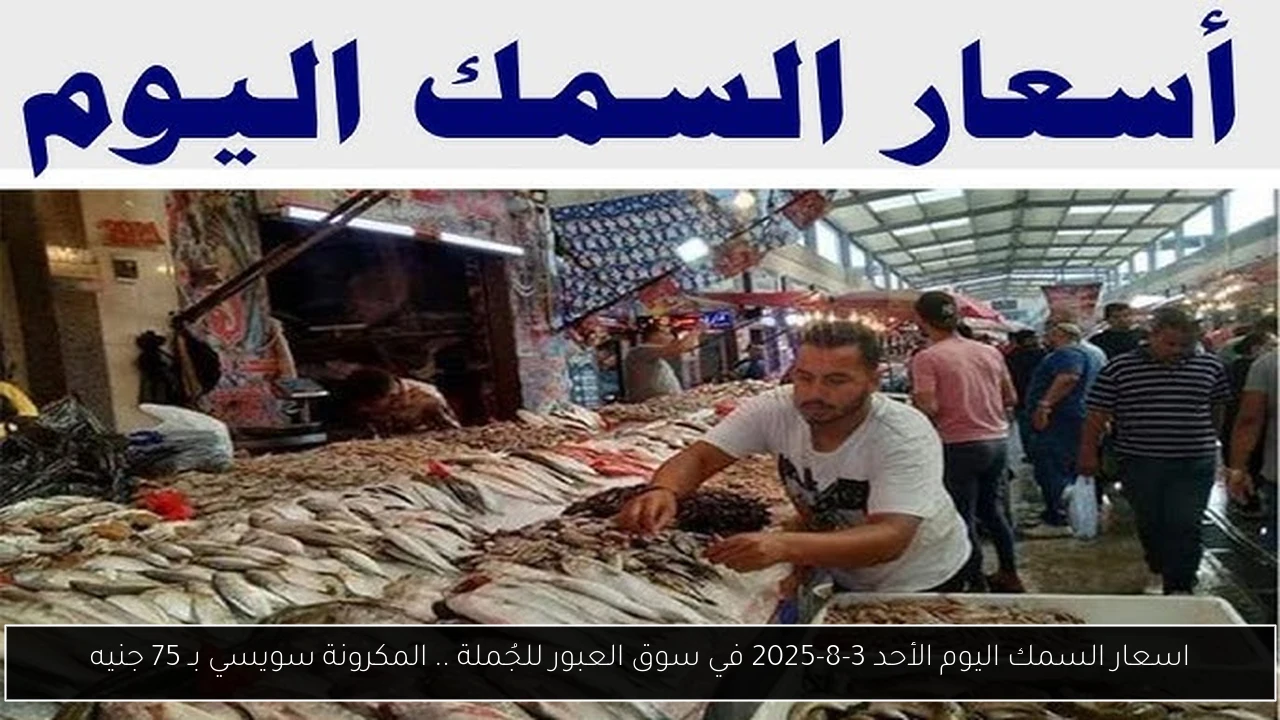 اسعار السمك اليوم الأحد 3-8-2025 في سوق العبور للجُملة .. المكرونة سويسي بـ 75 جنيه