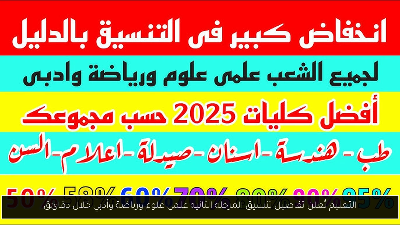 التعليم تُعلن تفاصيل تنسيق المرحله الثانيه علمي علوم ورياضة وأدبي خلال دقائق