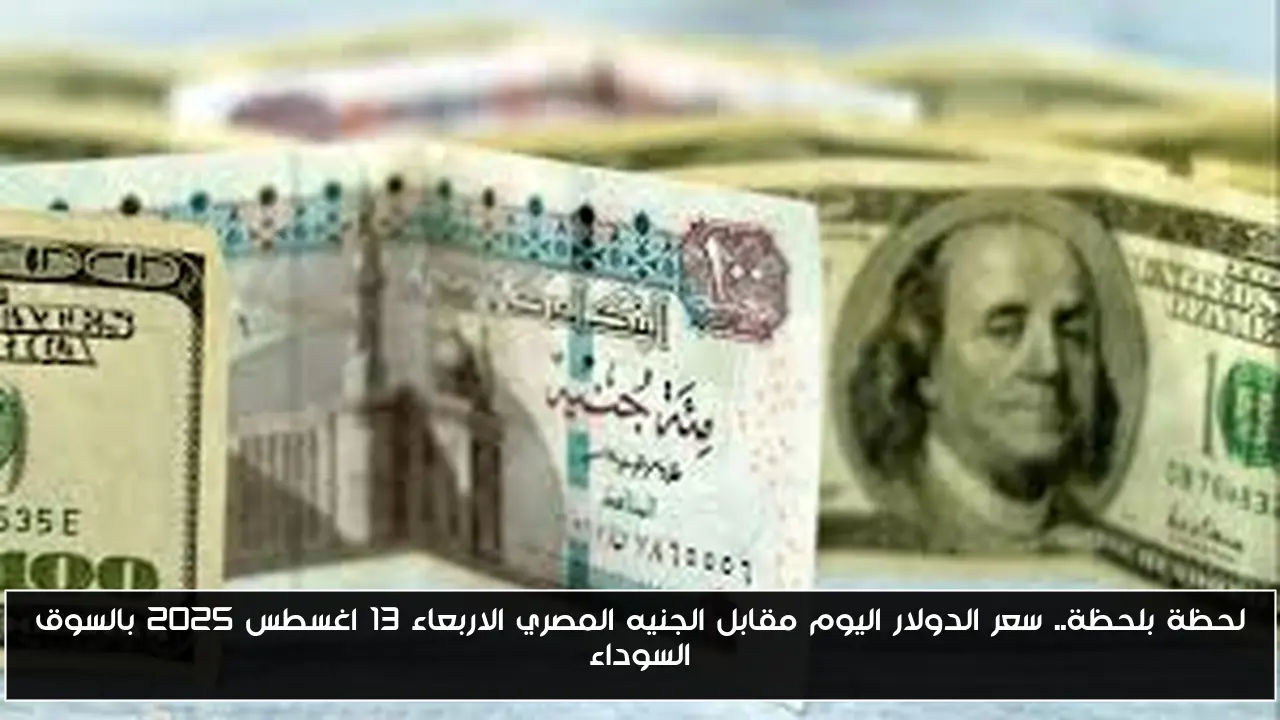 لحظة بلحظة.. سعر الدولار اليوم مقابل الجنيه المصري الاربعاء 13 اغسطس 2025 بالسوق السوداء
