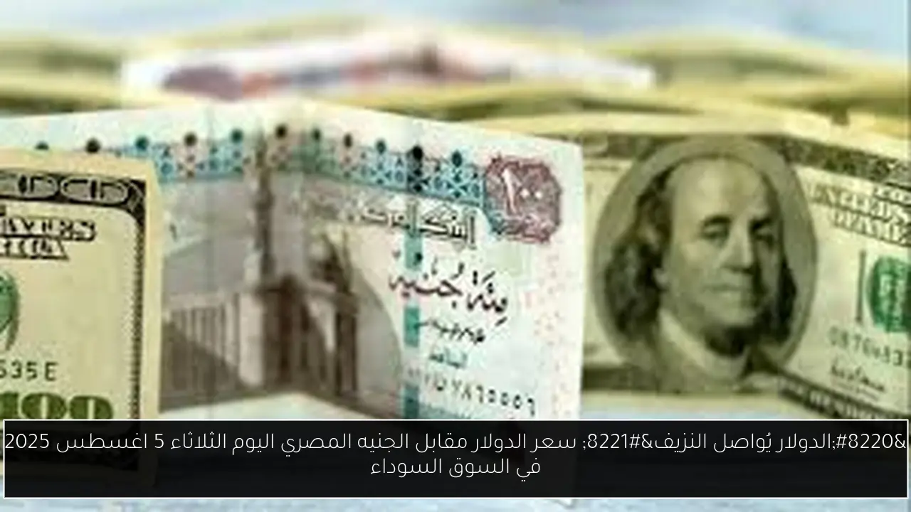 “الدولار يُواصل النزيف” سعر الدولار مقابل الجنيه المصري اليوم الثلاثاء 5 اغسطس 2025 في السوق السوداء