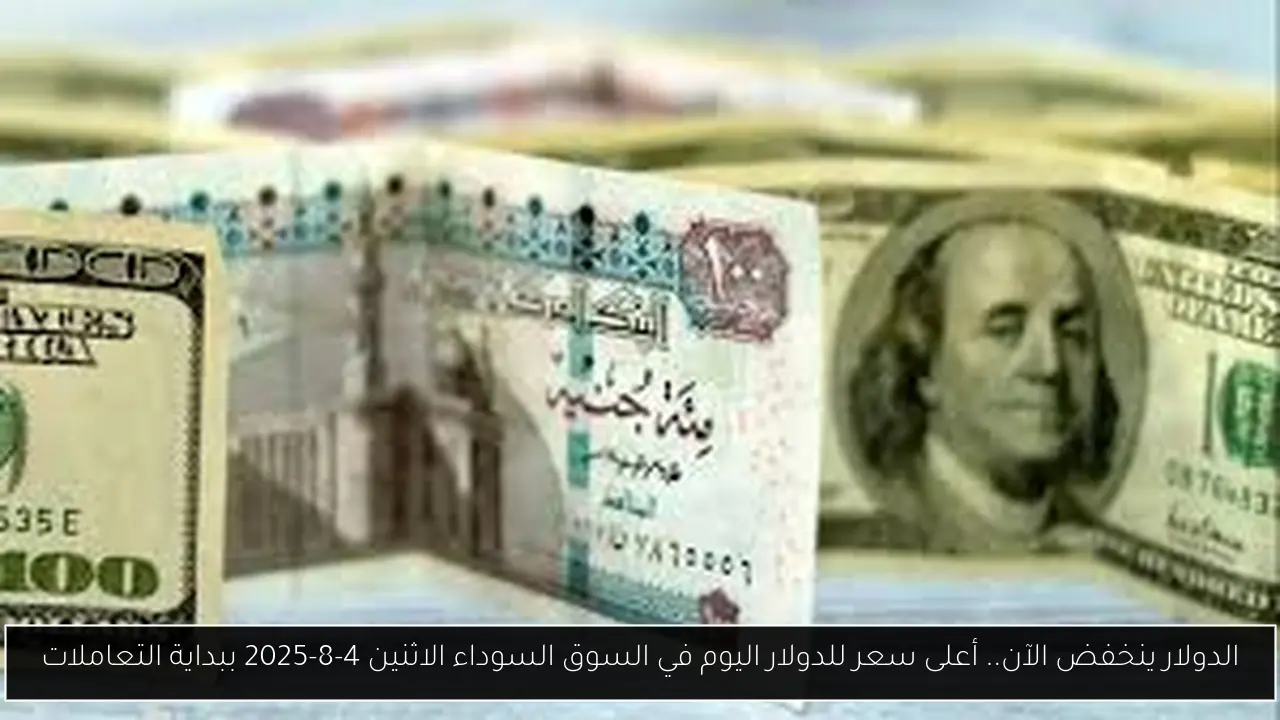 الدولار ينخفض الآن.. أعلى سعر للدولار اليوم في السوق السوداء الاثنين 4-8-2025 ببداية التعاملات